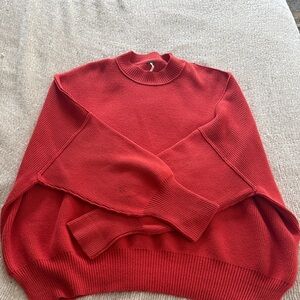 Women's Red Crewneck Knit Sweater